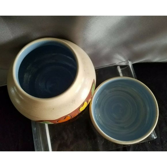 South America Handcrafted Pottery Ginger Jar with lid enamel flowers - Picture 9 of 9